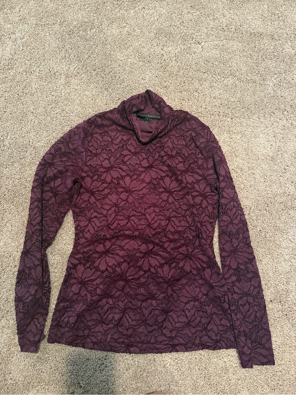 WHBM Purple Lace Long Sleeve Top
